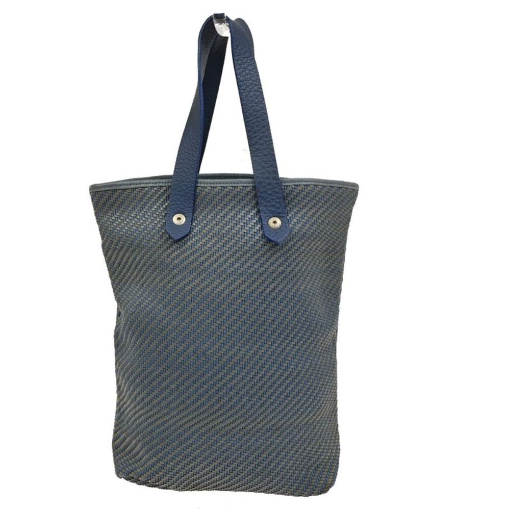 Hermes Ahmedabad Woven Leather And Canvas Blue Polyester Tote Bag Bag